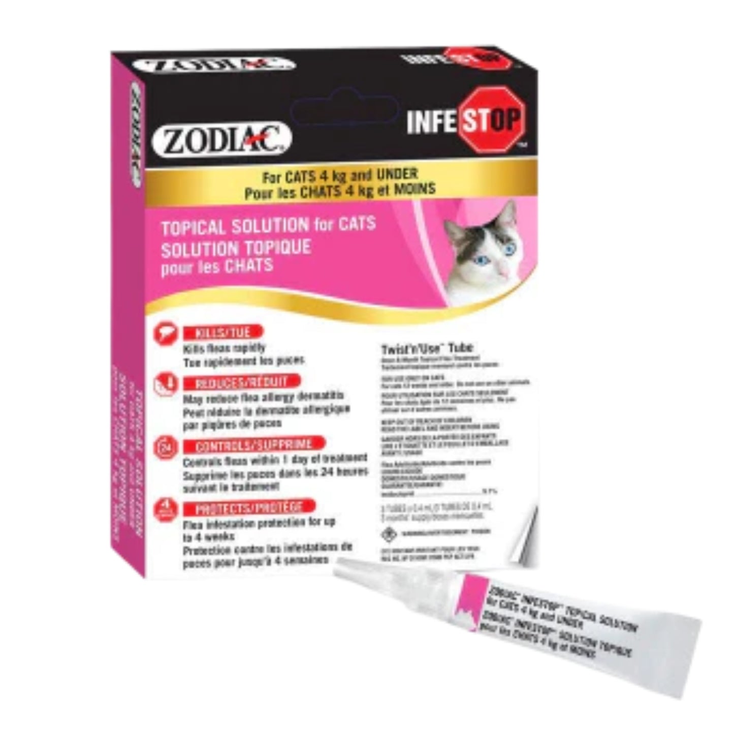 INFESTOP | Solution topique contre les puces pour chat / Chat - de 4 kg / 4 doses