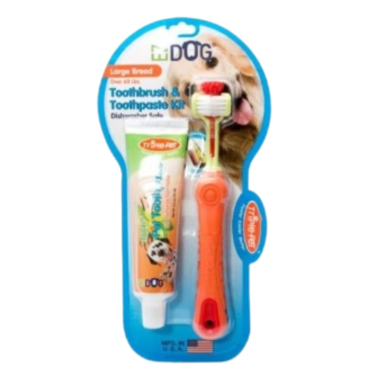 Triple brosse et pâte à dents pour chien - Large