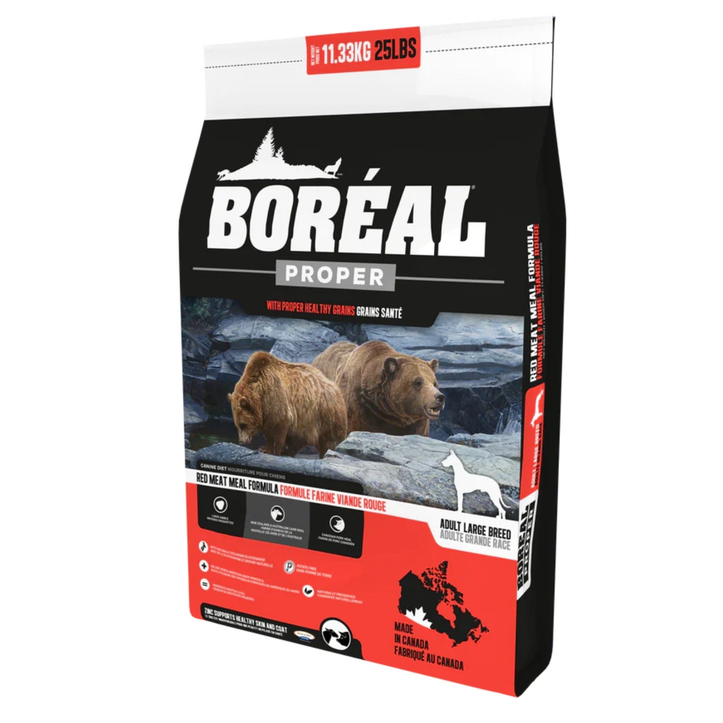 PROPER | Nourriture pour chien - grande race - avec céréales faibles en glucides - Viandes rouges / 25 lbs