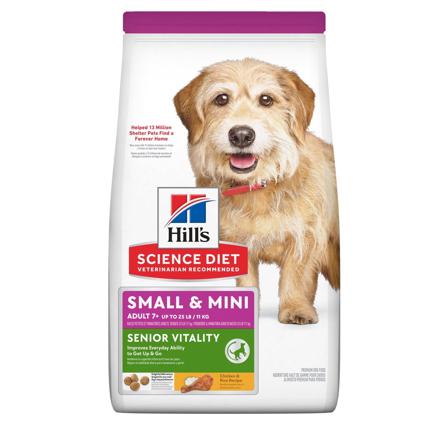 SCIENCE DIET | Nourriture pour chien adulte 7+ - Petites races et miniatures - Poulet et riz / 1.59 Kg (3.5lbs)