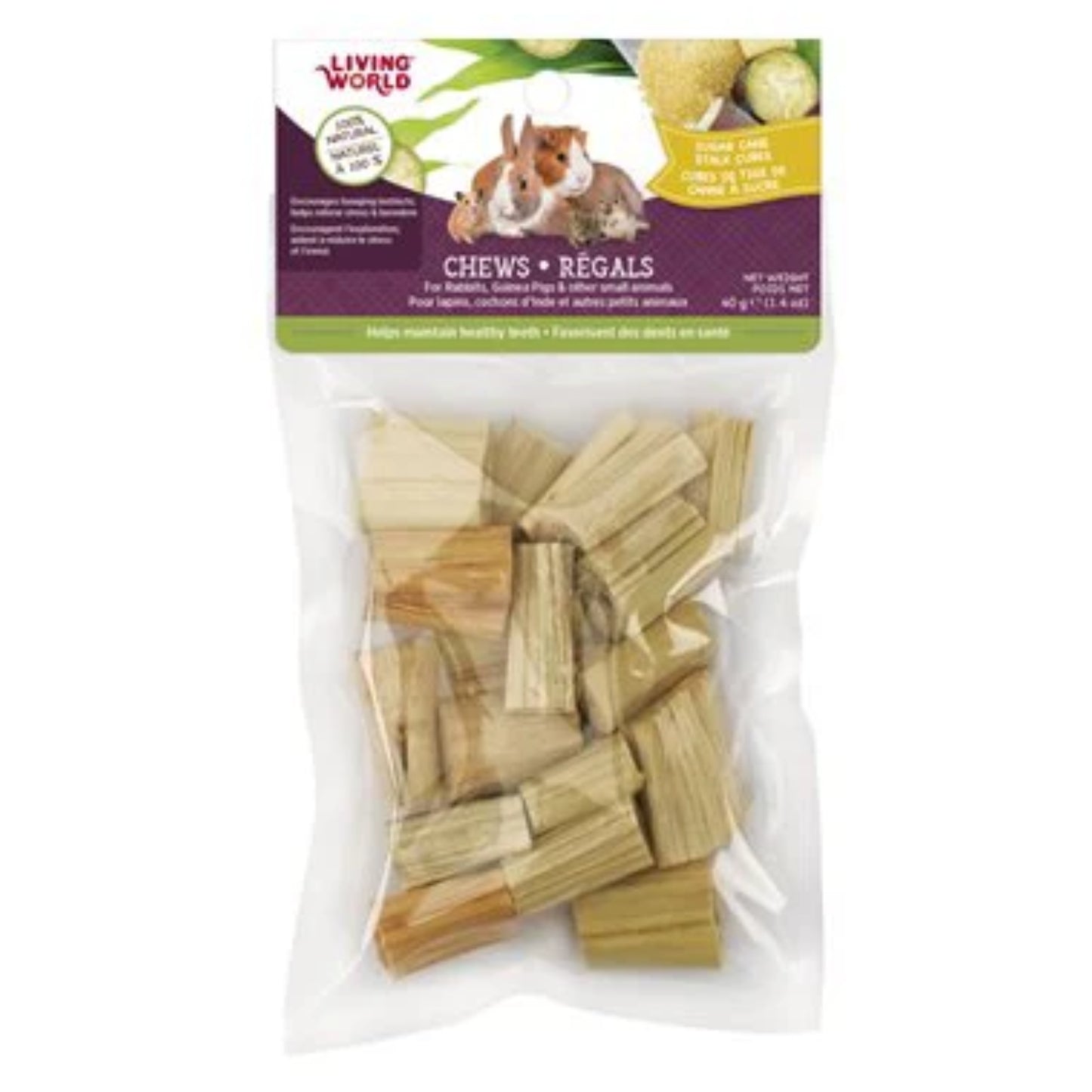 Régal à mâcher - Cubes de tige de canne à sucre