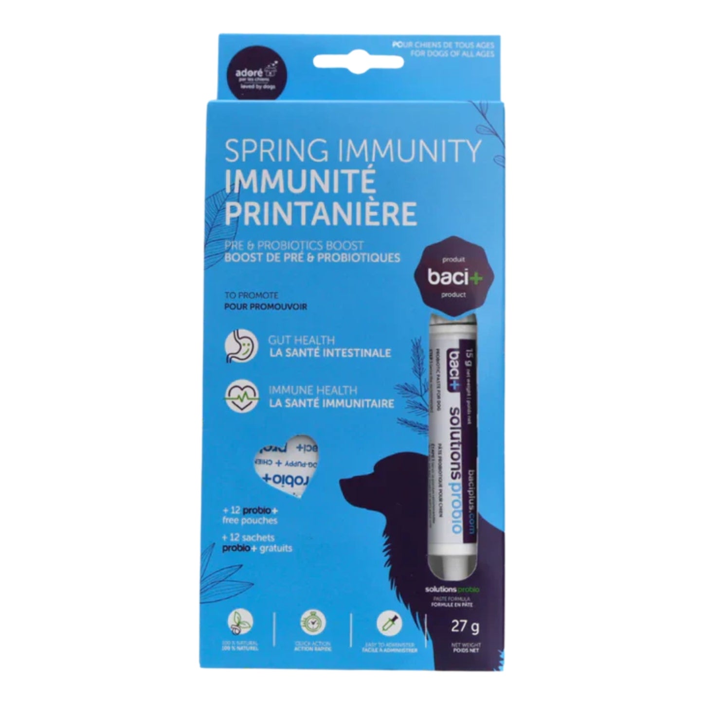 Solutions probio santé intestinale et santé immunitaire pour chien / Tube de 27g