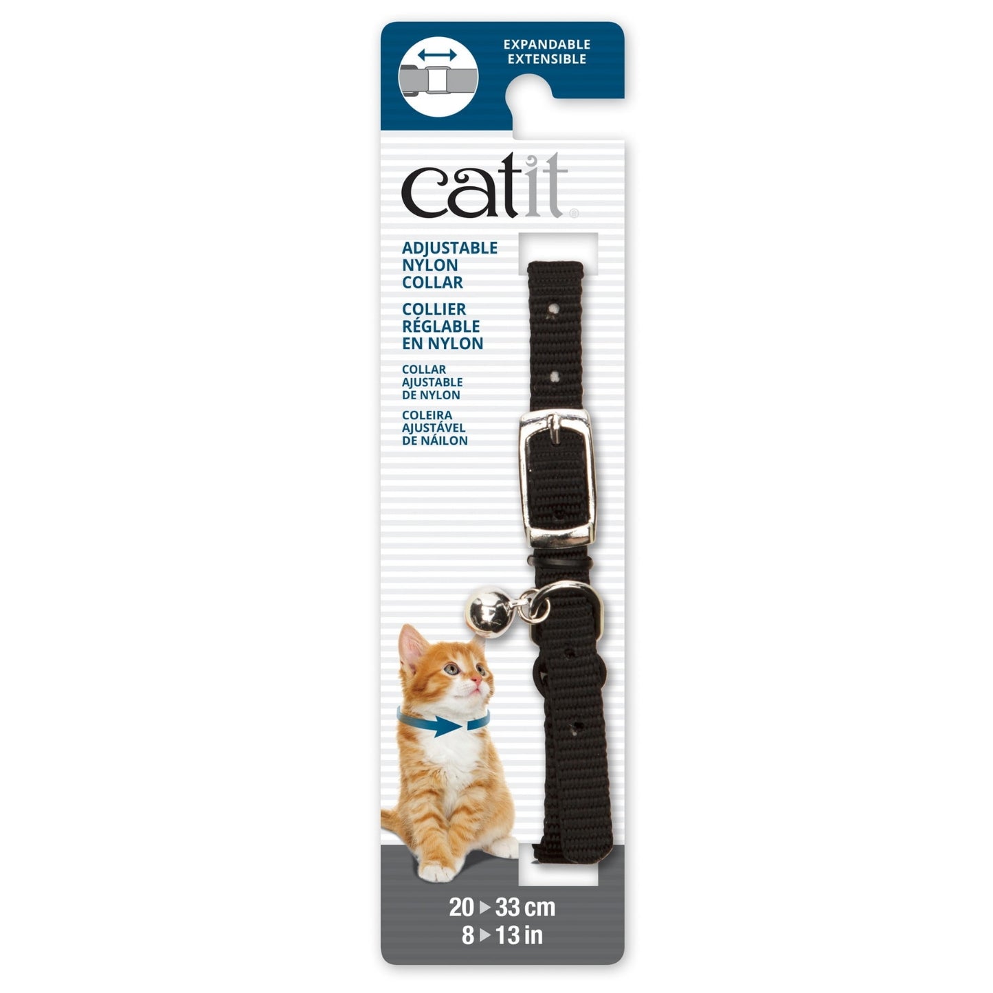 Collier réglable en nylon pour chat / Noir