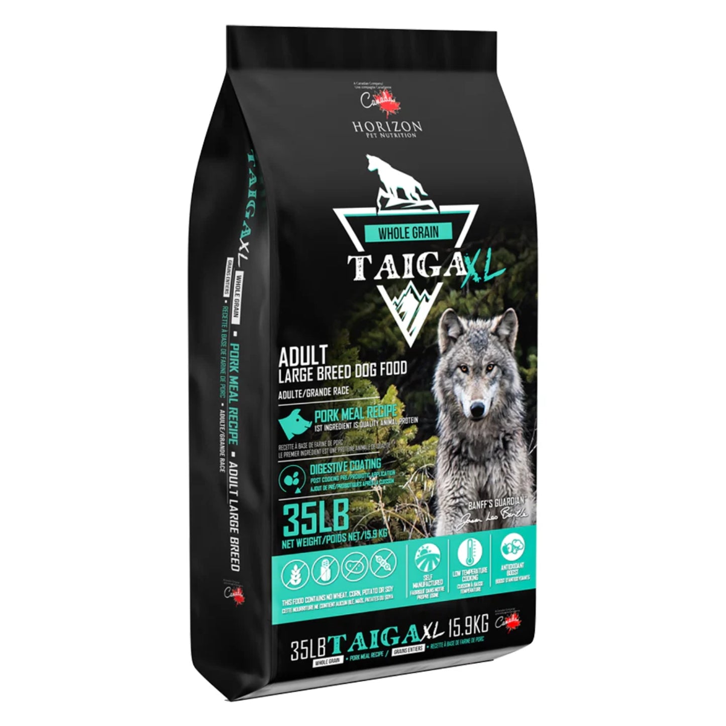 TAÏGA | Nourriture pour chien (grains entiers) - Grandes races et adultes - Porc / 35 lbs